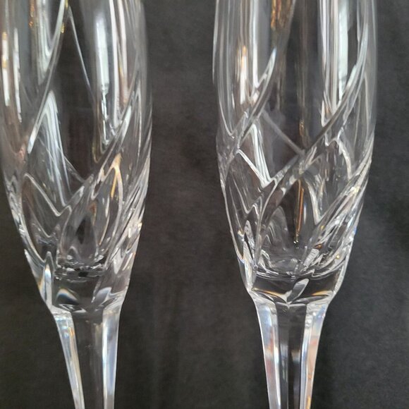 Set Of 4 Mikasa Olympus Champagne Flutes Crystal Glasses Elegant Swirl Pattern 1 - Picture 4 of 10